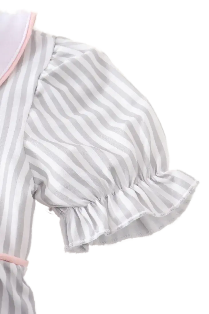 115853 - Honeydew Stripe Puff Sleeve Romper Cadiz Boutique, Inc.