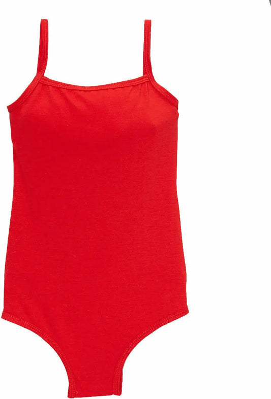 LT005R-S - Red Cotton Keyhole Spaghetti Leotard Cadiz Boutique, Inc.