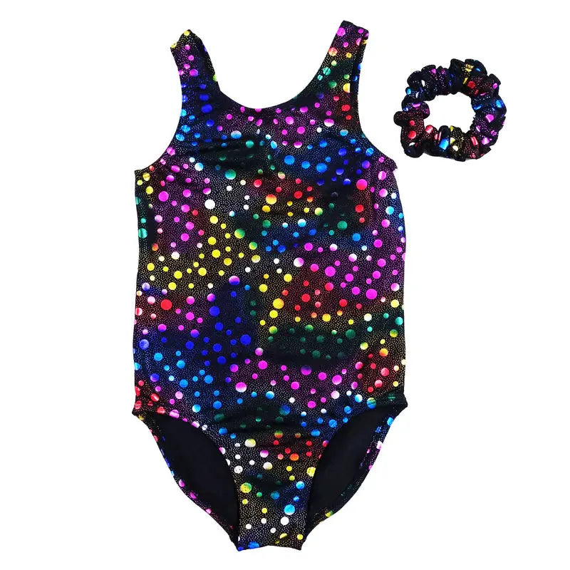 LT101C- Black Rainbow Dots Leotard Cadiz Boutique, Inc.