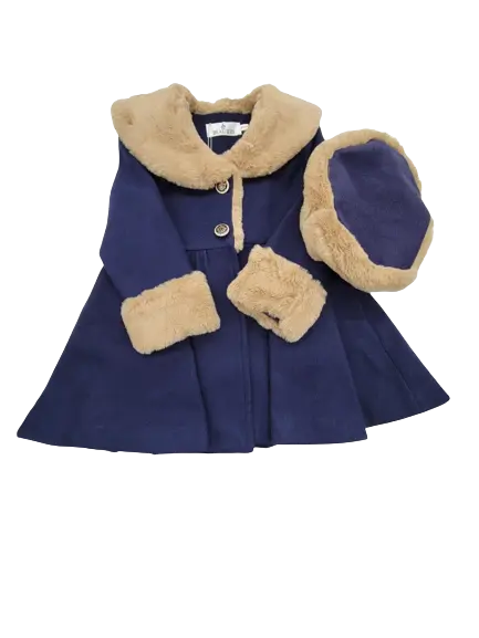 BK1807N - Beau Kids Coat with Hat - Navy Cadiz Boutique, Inc.