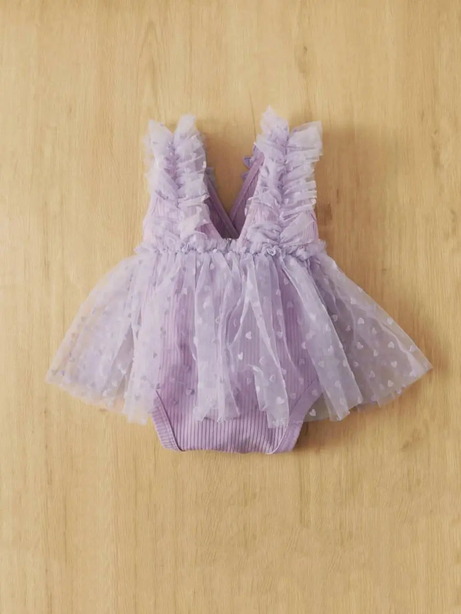 SH4141 - Appliques Heart Mesh Hem Bodysuit Cadiz Boutique, Inc.