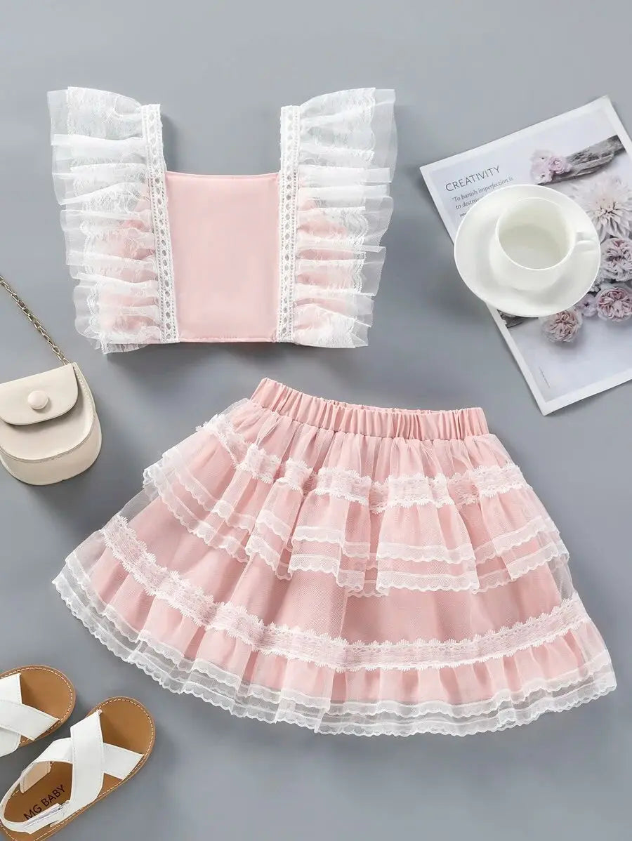 SH5244 - Ruffle Trim Shirred Top & Layered Hem Skirt Cadiz Boutique, Inc.