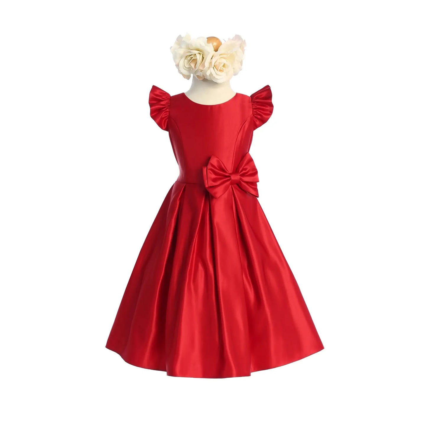 SKB930 - Satin pleated flutter sleeve with bow Cadiz Boutique, Inc.