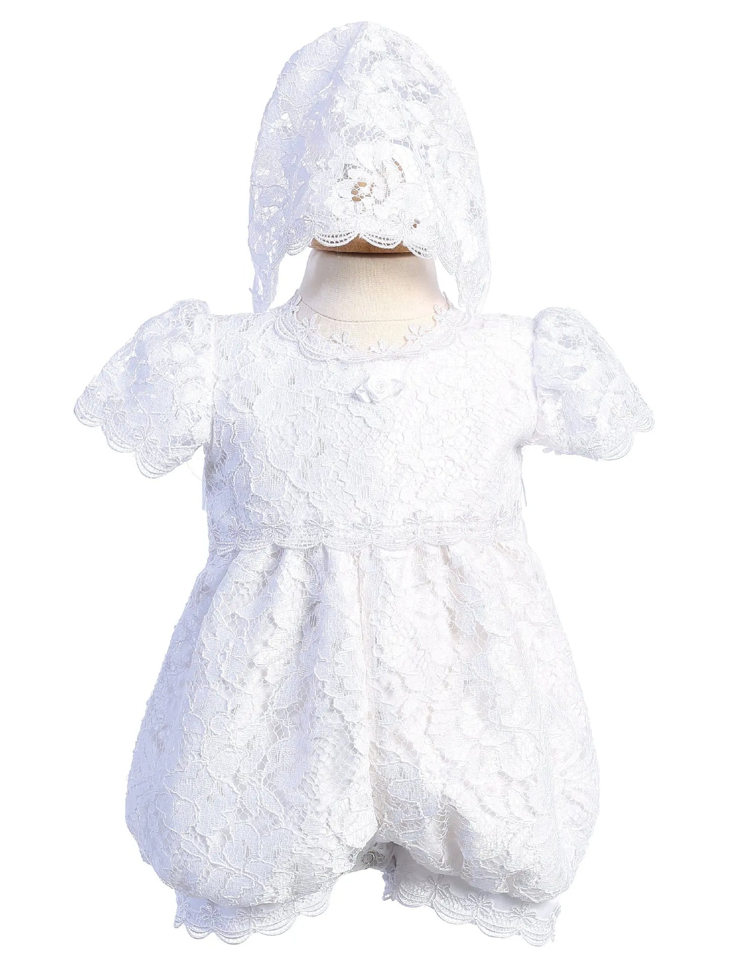 Lito White Lace Bonnet Romper Hazel Cadiz Boutique