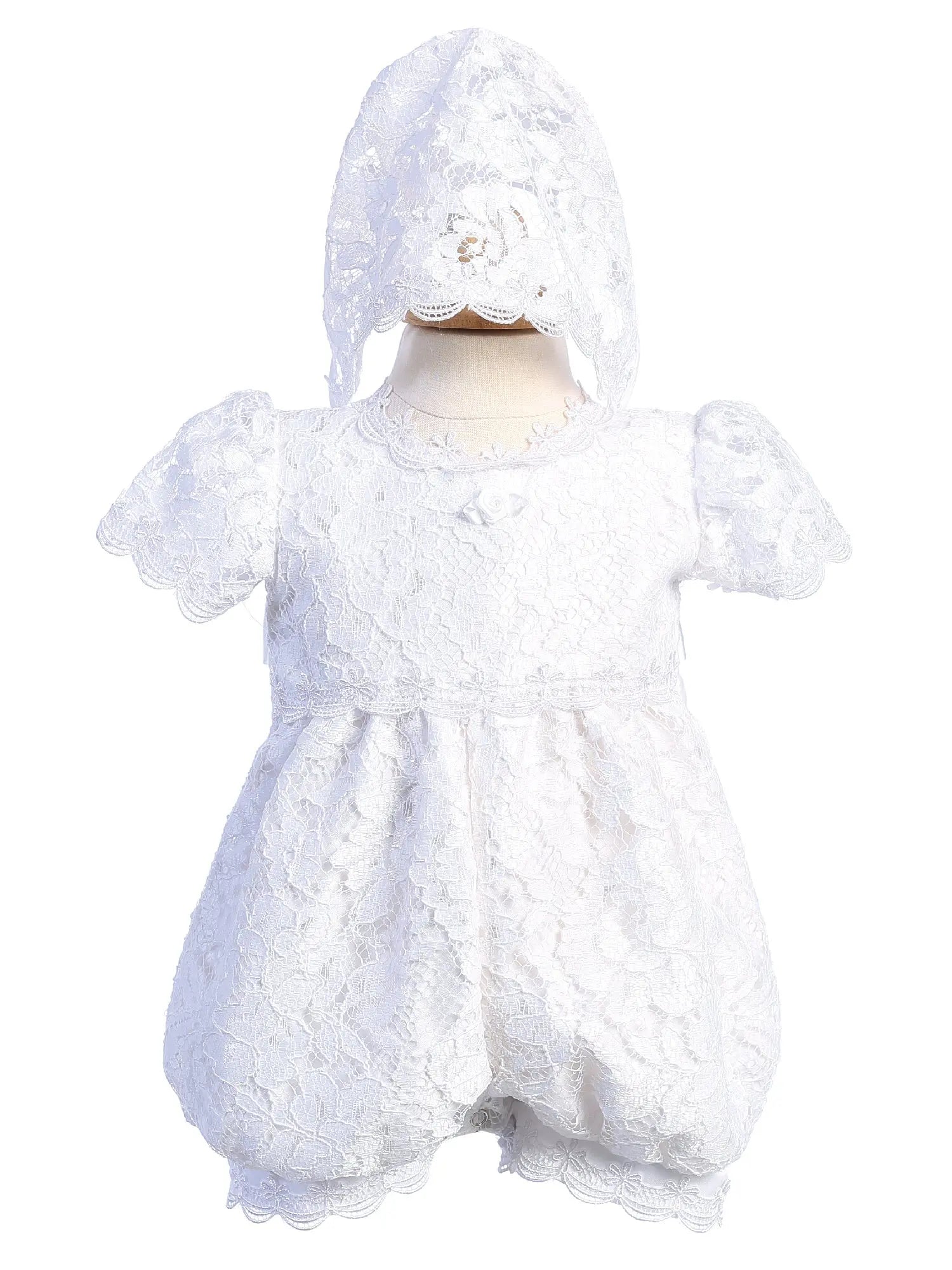 Lito White Lace Bonnet Romper Hazel Cadiz Boutique