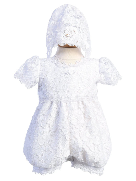 Lito White Lace Bonnet Romper Hazel Cadiz Boutique