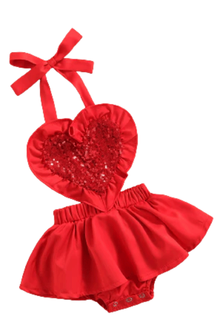 KJ123396 - Valentine Girl Heart-Shaped Halterneck Dress Jumpsuit Cadiz Boutique, Inc.