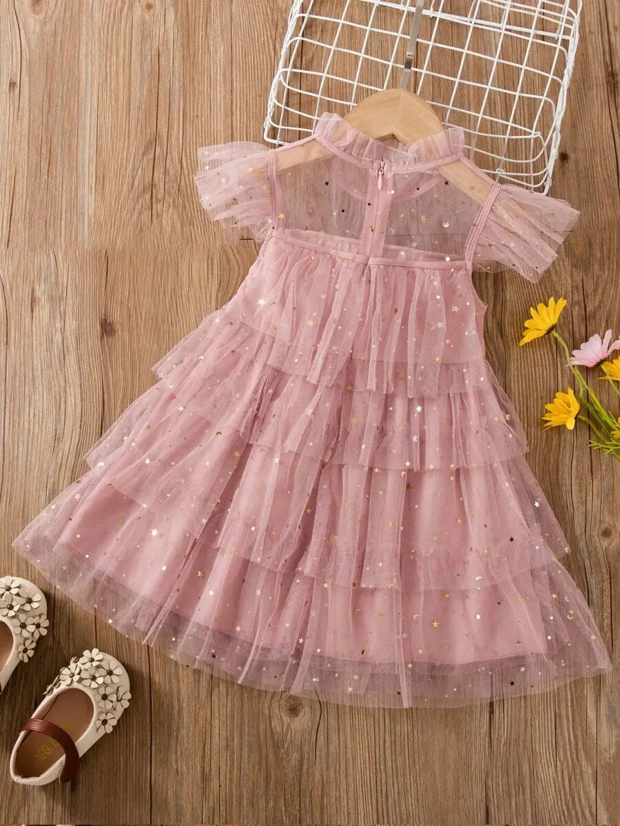 SH6958 - Layered Hem Star Mesh Dress Cadiz Boutique, Inc.