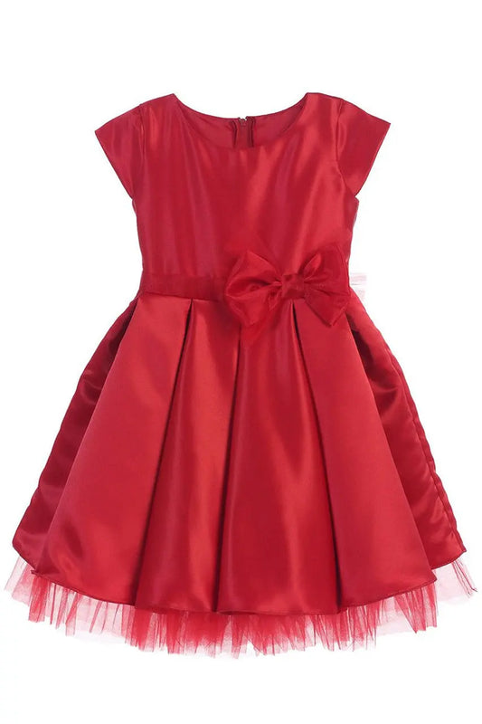 SKB711 - Red Full Pleated Satin w/ Oversized Bow Cadiz Boutique, Inc.
