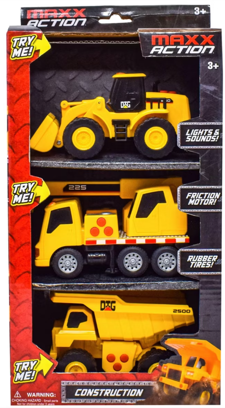 101986 - Maxx Action Construction Vehicle 3pk - Front End Loader, Dump Truck and Excavator