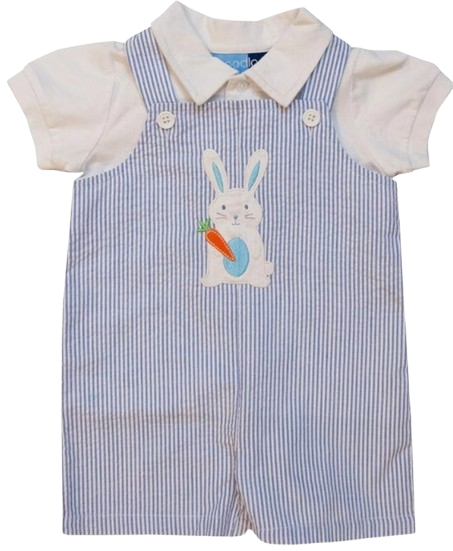 1135S7B - Bunny Boys Appliqued Shortall Set