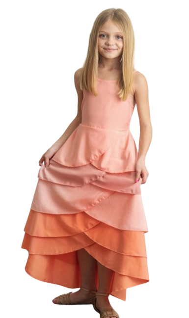 117761667 - Vestido de verano con escote halter, capas y degradado Peach Sunrise