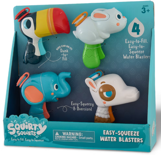121927 - Chuckle & Roar Squirty Squirts Elephant Llama Rabbit & Toucan Water Blasters - 4pk