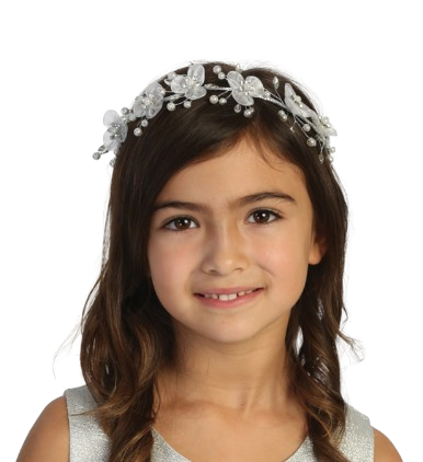 TT138 - Organza Flower with Rhinestones Headband