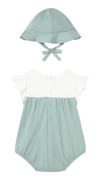 1602 - Newborn Girl Floral Romper with Hat (Mayoral)