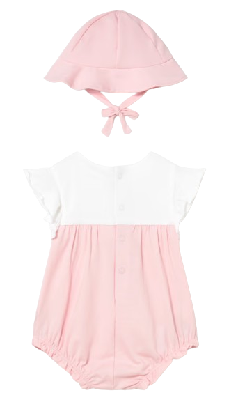 1602 - Newborn Girl Floral Romper with Hat (Mayoral)