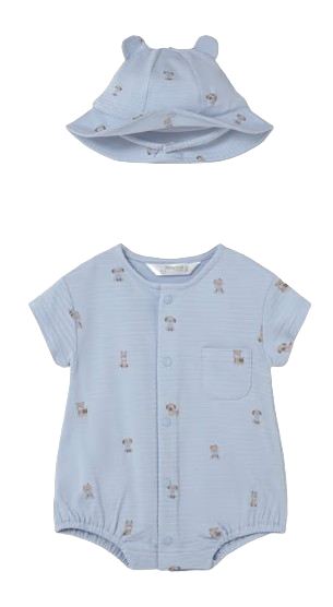 1606 - Newborn Boy Romper and Hat Set (Mayoral)