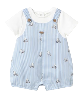 1613 - Newborn Boy Teddy Bear Print Romper (Mayoral)