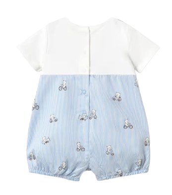 1613 - Newborn Boy Teddy Bear Print Romper (Mayoral)