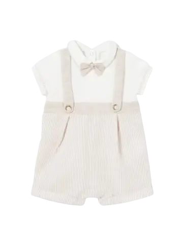 1636 - Mayoral Formal Romper with Straps European Linen Cadiz Boutique, Inc.