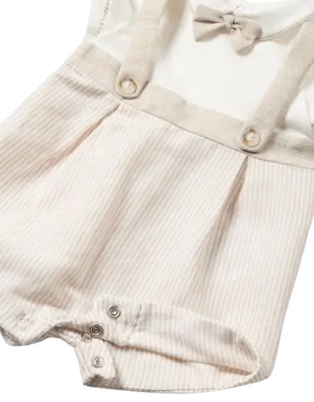 1636 - Mayoral Formal Romper with Straps European Linen Cadiz Boutique, Inc.