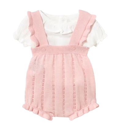 1637 - Newborn Girl Knit Dungaree and Blouse Set (Mayoral)