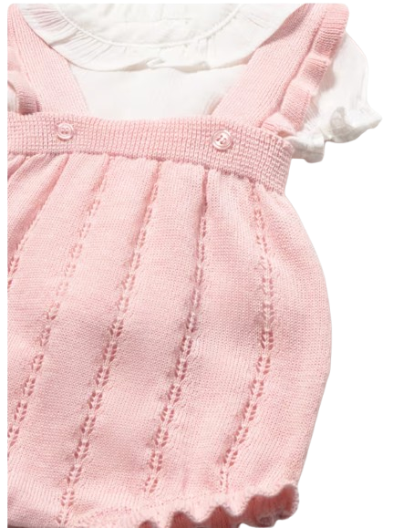 1637 - Newborn Girl Knit Dungaree and Blouse Set (Mayoral)C