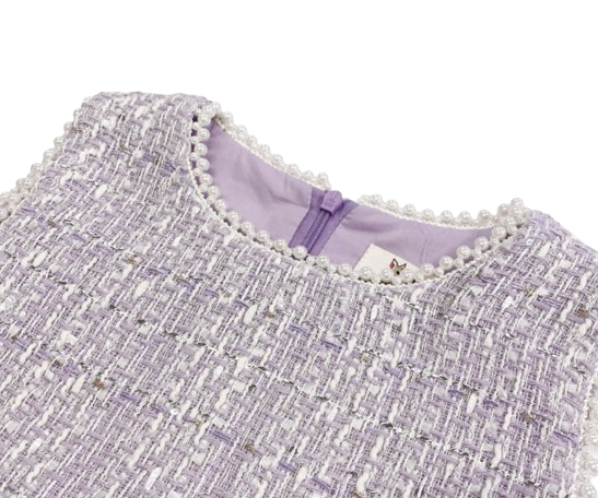 17031 - Pearl Trim Tweed Dress