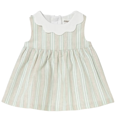1801GR - Newborn Girl Striped Linen Dress (Mayoral)