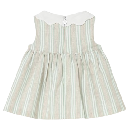 1801GR - Newborn Girl Striped Linen Dress (Mayoral) 2