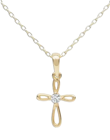 GPBCN-201 - Cherished Moments 14K Gold-Plated Kids Cross Open Infinity Children's Necklace Cadiz Boutique, Inc.