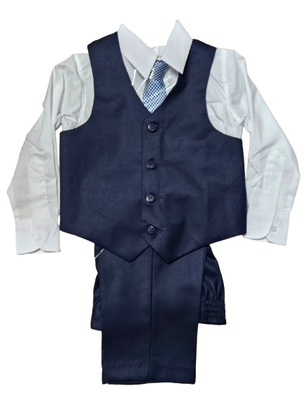 8570NB - Lito 4-Piece Vest And Pant Set - Blue/Navy Tie