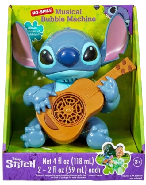 2056DS - Disney Lilo & Stitch No-Spill Bubble Machine for Kids, Automatic Outdoor Bubble Blower Maker Toy