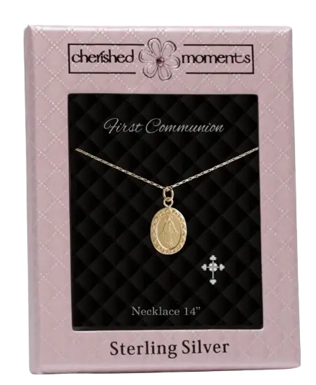 GPFCN-206 - Cherished Moments First Communion Gold Plated Miraculous Medal Necklace Cadiz Boutique, Inc.