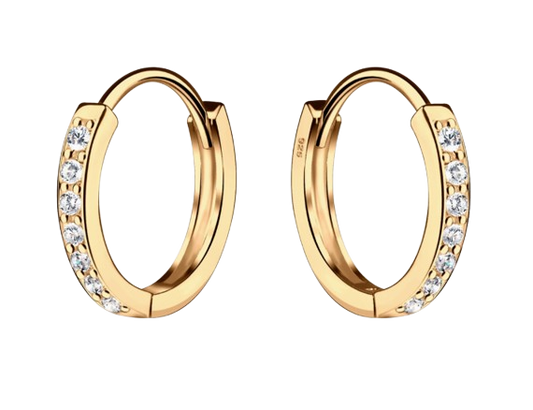 CM230(13) - 14K Gold-Plated Huggie Cz Hoop Earrings (13CM)