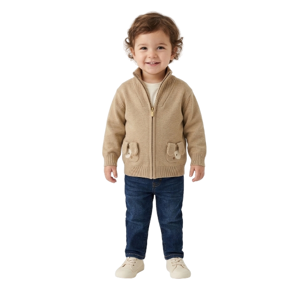 2381 - Baby Knit Zip-Up Sweatshirt With Puppies (Mayoral)