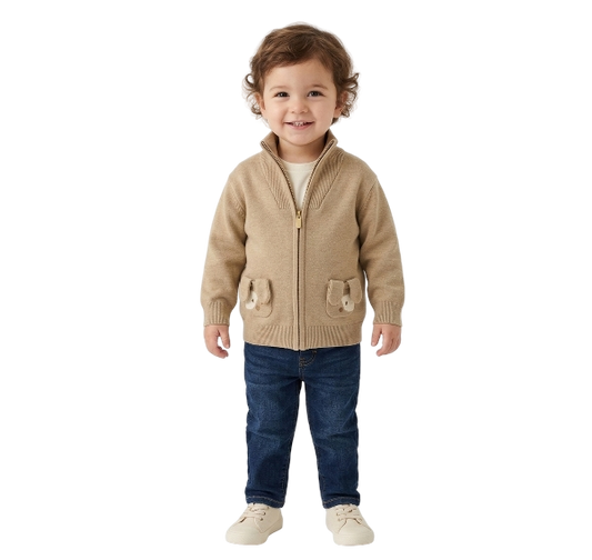 2381 - Baby Knit Zip-Up Sweatshirt With Puppies (Mayoral)