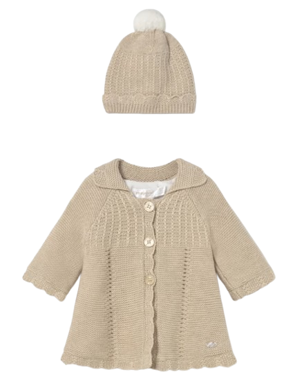 2412 - Newborn Girl Knit Coat with Hood (Mayoral)