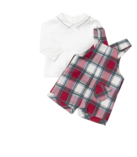 2631 - Newborn 2Piece Checked Dungarees Set