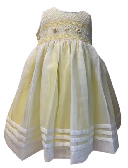 26513 - Sweet White Yellow Pink Smocked Dress