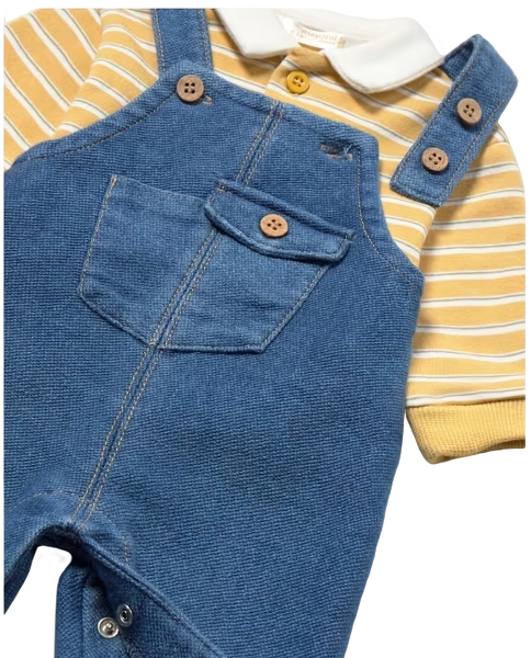 2680 - Newborn Boy Dungaree with Striped Polo Set (Mayoral)4