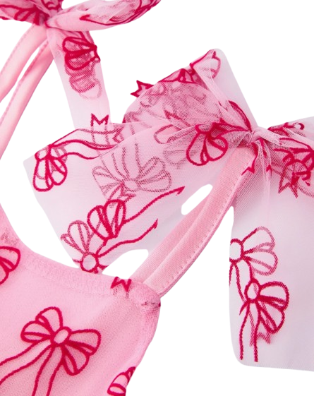 DRG56269 - Spring and Summer Pink Tulle Bow Party Dress