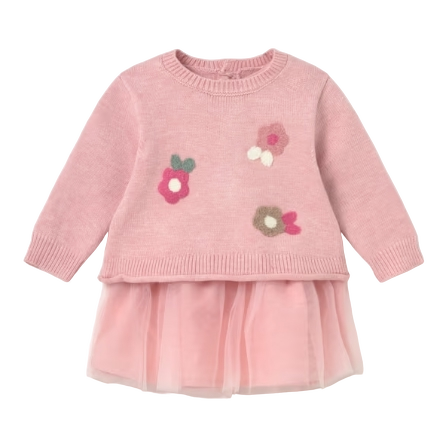 2820 - Newborn Girl Knit Flower Dress (Mayoral)