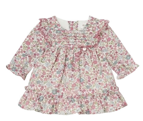 2887 - Newborn Girl Floral Ruffle Dress