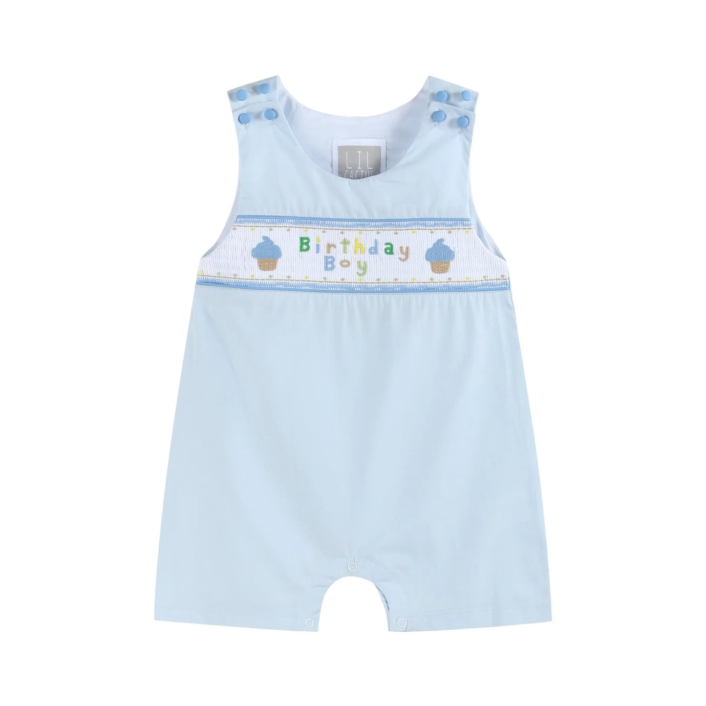 33782 - Blue Birthday Boy Smocked Shortalls A