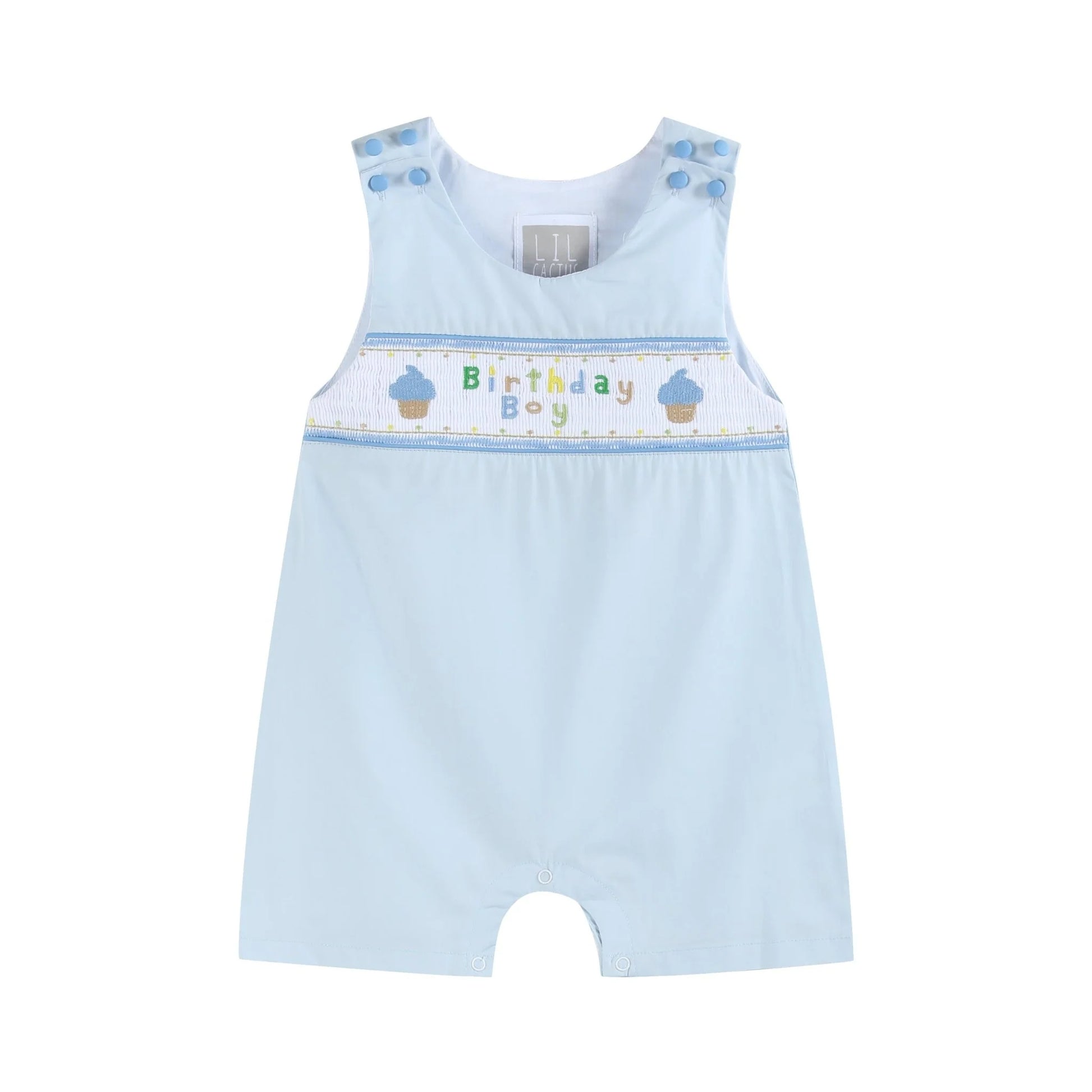33782 - Blue Birthday Boy Smocked Shortalls A