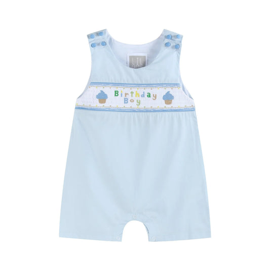 33782 - Blue Birthday Boy Smocked Shortalls A