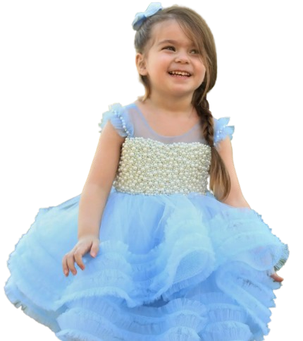 37156 - Ana Girl Dress Sky Blue