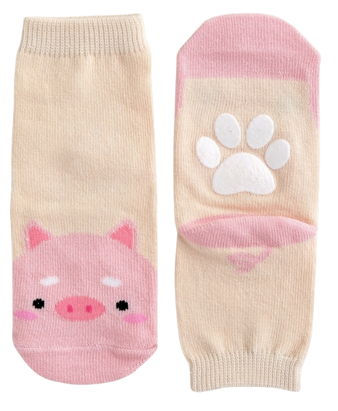 CHFD-0008 - Non-Slip Grip Ankle Socks For Kids Pig Zoo