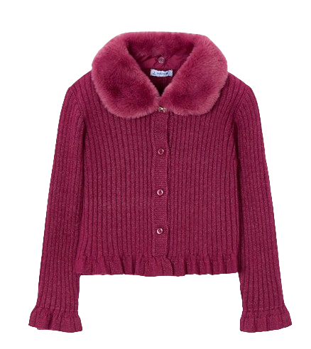 4311C- Girl Cardigan with Faux Fur Collar (Mayoral)